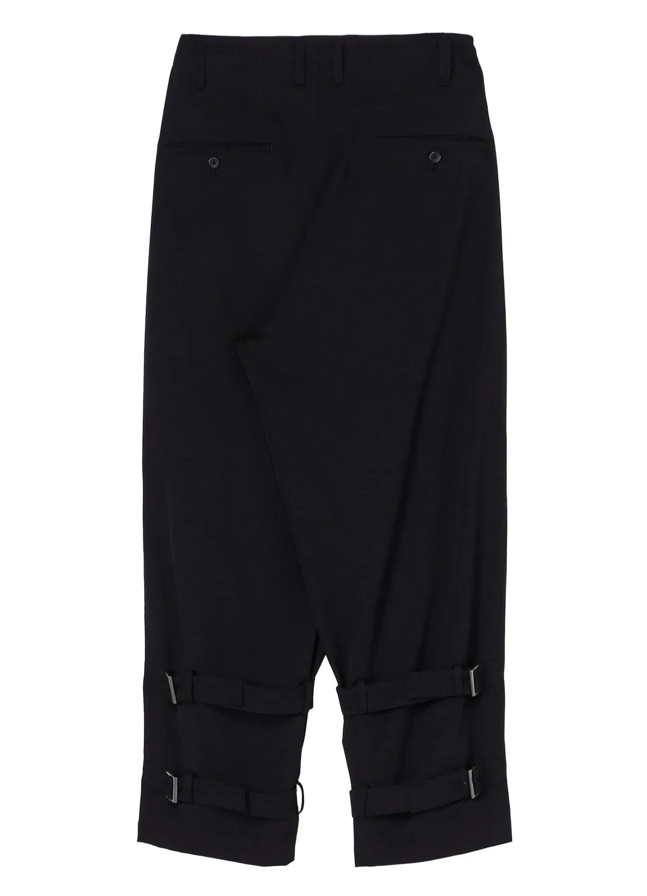 WOOL GABARDINE HEM BELT PANTS