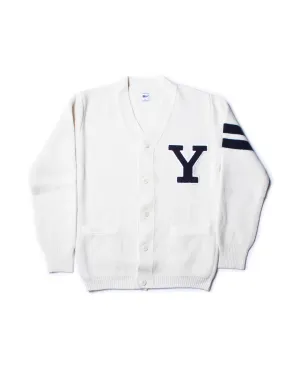 YALE WOOL VARSITY CARDIGAN - WHITE